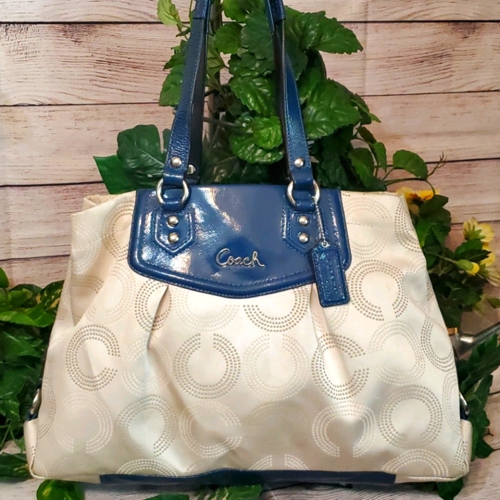 Coach Blue and Cream Tote Bag